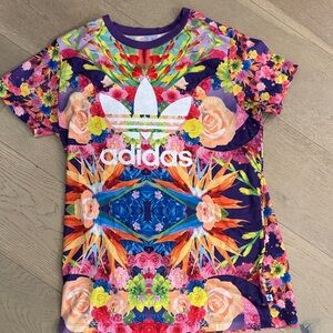 Adidas women’s Vibrant Floral Tee - Purple and Multicolor